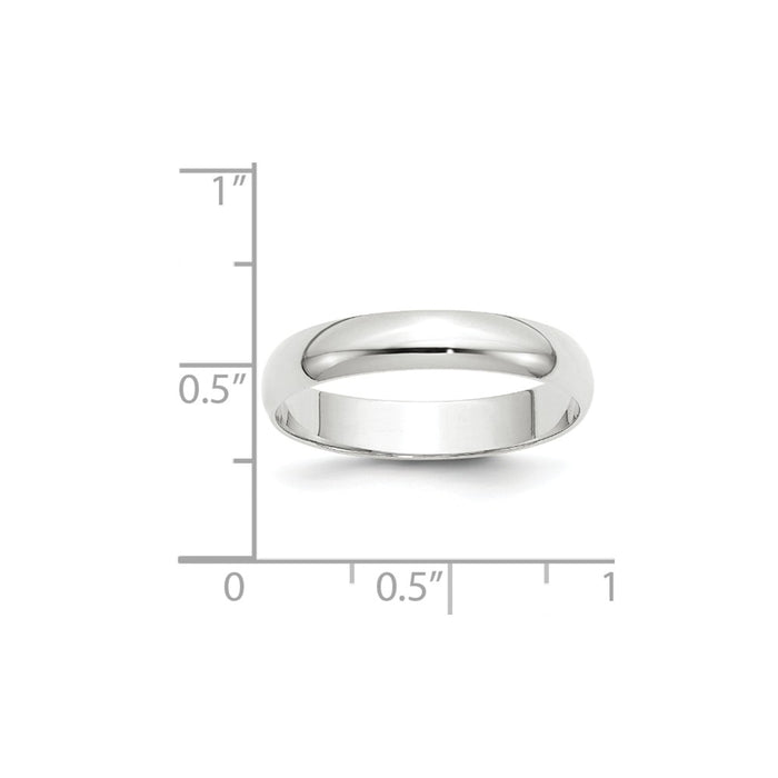 10k White Gold 4mm LTW Half Round Wedding Band Size 4