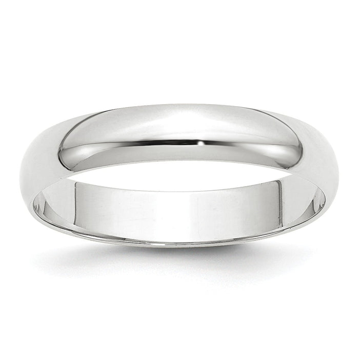 10k White Gold 4mm LTW Half Round Wedding Band Size 4