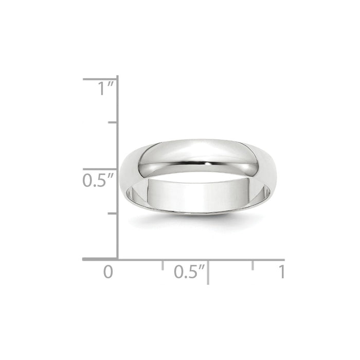 10k White Gold 5mm LTW Half Round Wedding Band Size 4