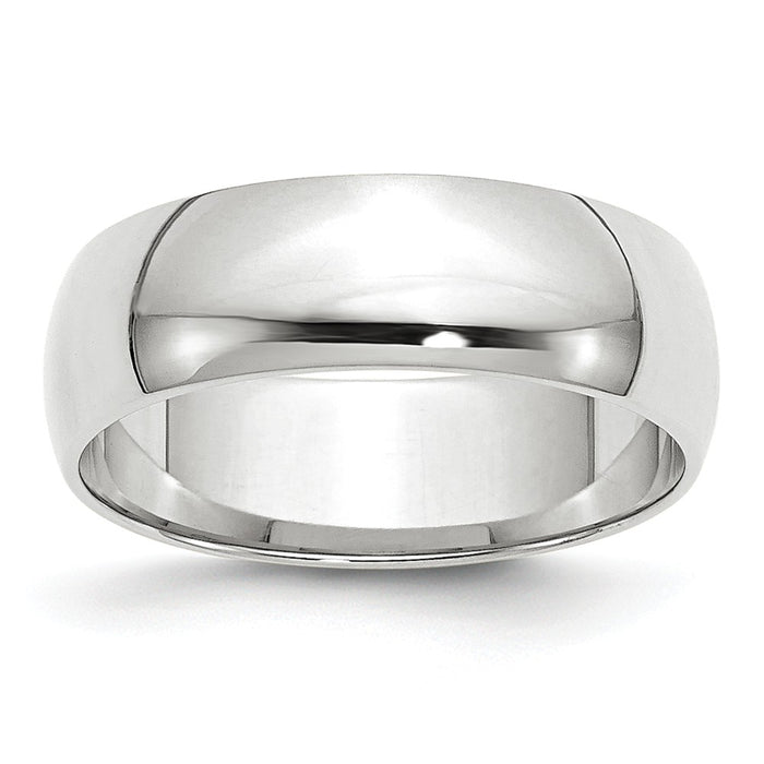 10k White Gold 6mm LTW Half Round Wedding Band Size 4