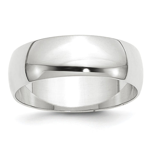 10k White Gold 7mm LTW Half Round Wedding Band Size 10.5