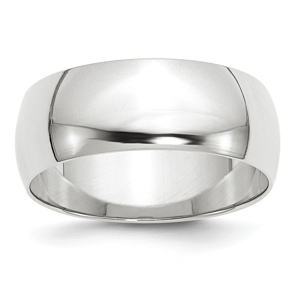 10k White Gold 8mm LTW Half Round Wedding Band Size 6.5