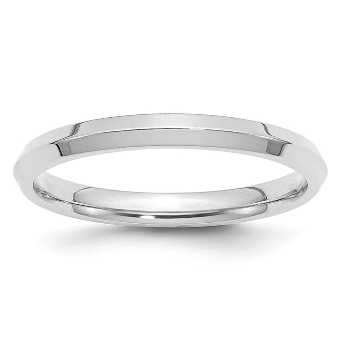 10k White Gold 2.5mm Knife Edge Comfort Fit Wedding Band Size 7.5