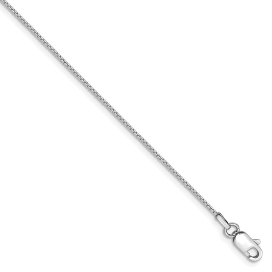 Million Charms 14k White Gold .90mm Box Chain, Chain Length: 7 inches