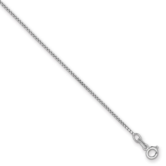 Million Charms 14k White Gold .90mm Box Chain, Chain Length: 7 inches