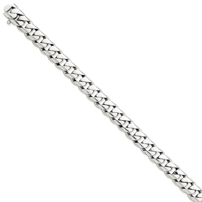 Million Charms 14k White Gold 9.6mm Hand-polished Rounded Curb Link Bracelet, Chain Length: 8 inches