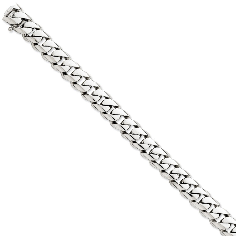 Million Charms 14k White Gold 10.8mm Hand-polished Rounded Curb Link Bracelet, Chain Length: 8 inches