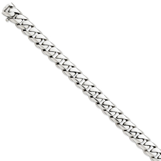 Million Charms 14k White Gold 10.8mm Hand-polished Rounded Curb Link Bracelet, Chain Length: 8 inches