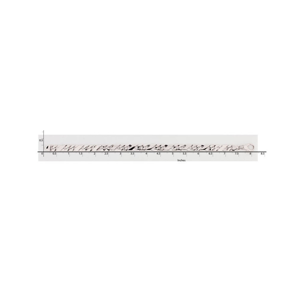 Million Charms 14K White Gold 6.7mm Hand-Polished Fancy Link Bracelet, Chain Length: 9 inches