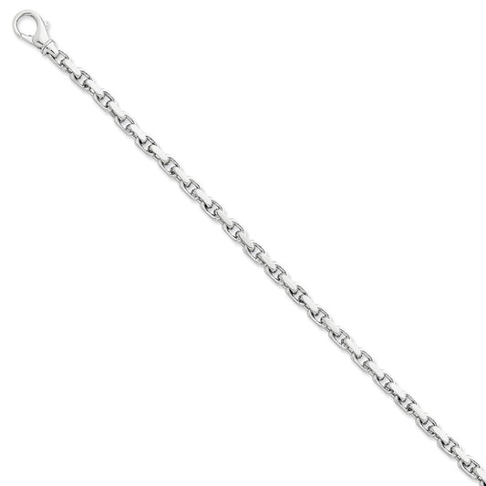 Million Charms 14k White Gold 4.6mm Hand-polished Link Bracelet, Chain Length: 7 inches
