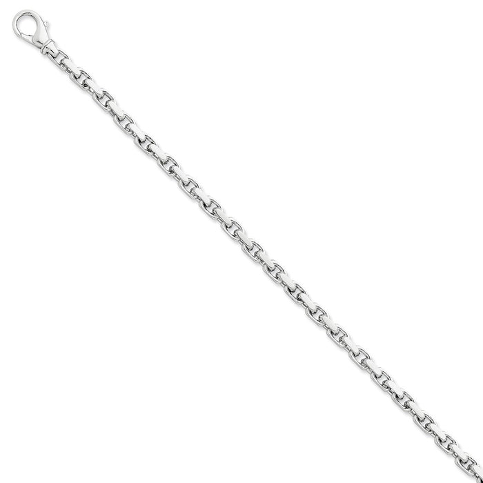 Million Charms 14k White Gold 4.6mm Hand-polished Link Bracelet, Chain Length: 7 inches
