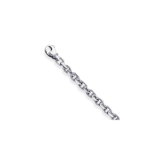 Million Charms 14k White Gold 4.6mm Hand-polished Link Bracelet, Chain Length: 8 inches