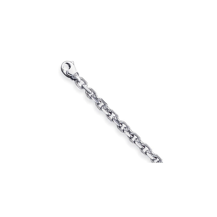 Million Charms 14k White Gold 4.6mm Hand-polished Link Bracelet, Chain Length: 8 inches
