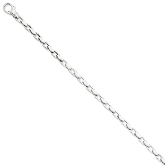 Million Charms 14k White Gold 4.50mm Hand-polished Fancy Link Bracelet, Chain Length: 7 inches