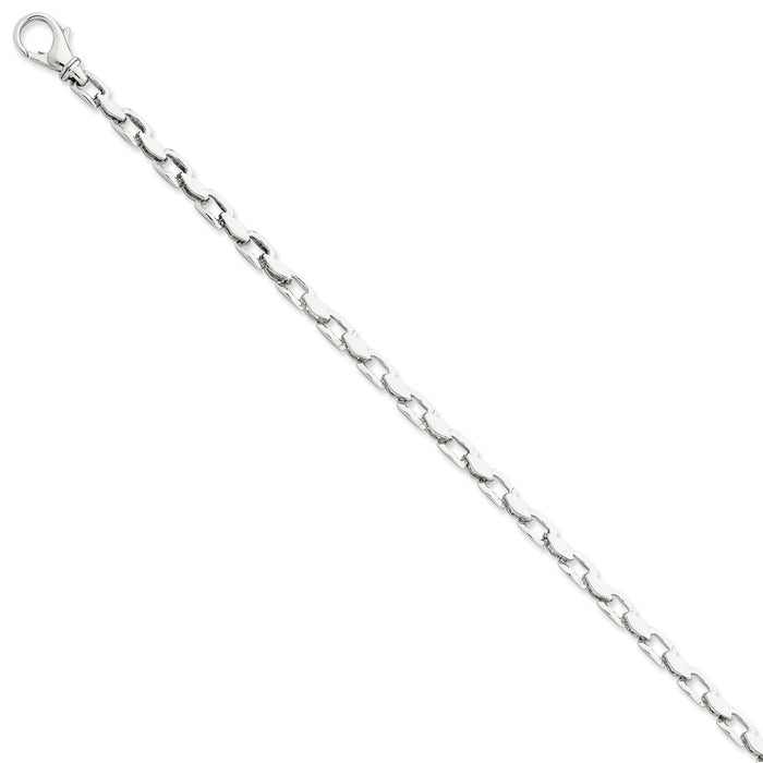 Million Charms 14k White Gold 4.50mm Hand-polished Fancy Link Bracelet, Chain Length: 7 inches