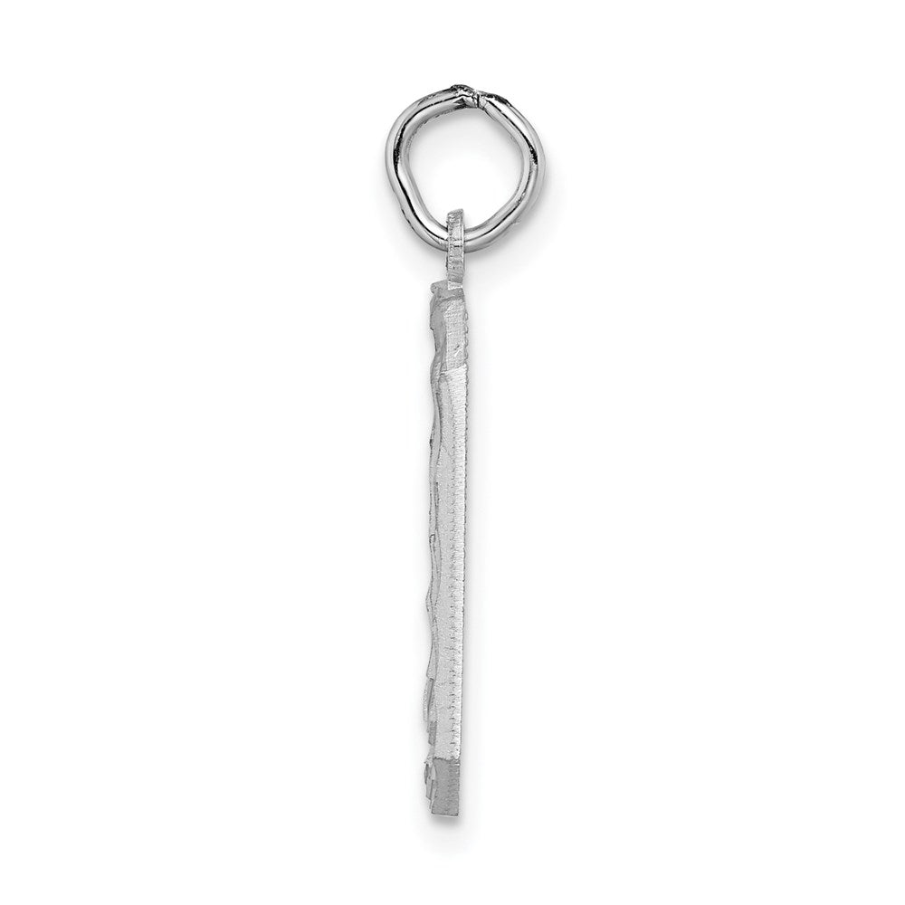 Million Charms 14K White Gold Themed Casted Large Diamond Cut Number 0 Charm