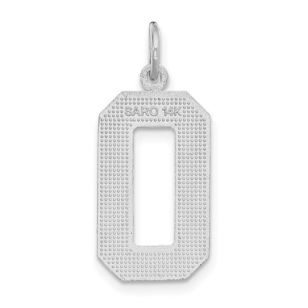 Million Charms 14K White Gold Themed Casted Large Diamond Cut Number 0 Charm