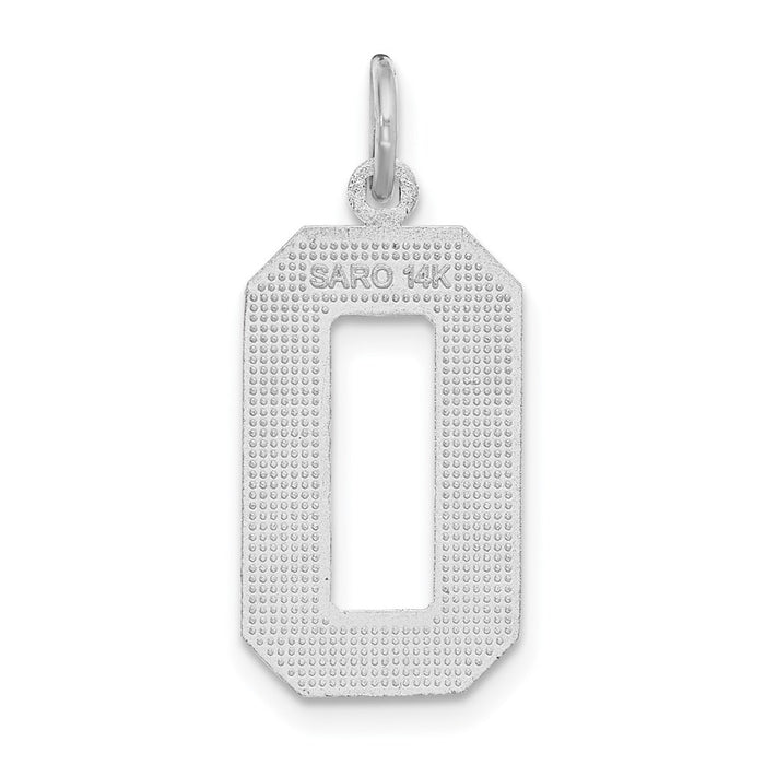 Million Charms 14K White Gold Themed Casted Large Diamond Cut Number 0 Charm