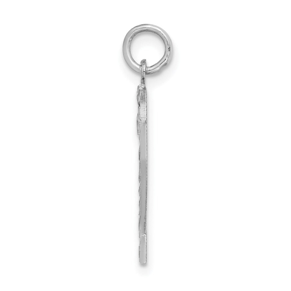 Million Charms 14K White Gold Themed Casted Large Diamond Cut Number 2 Charm