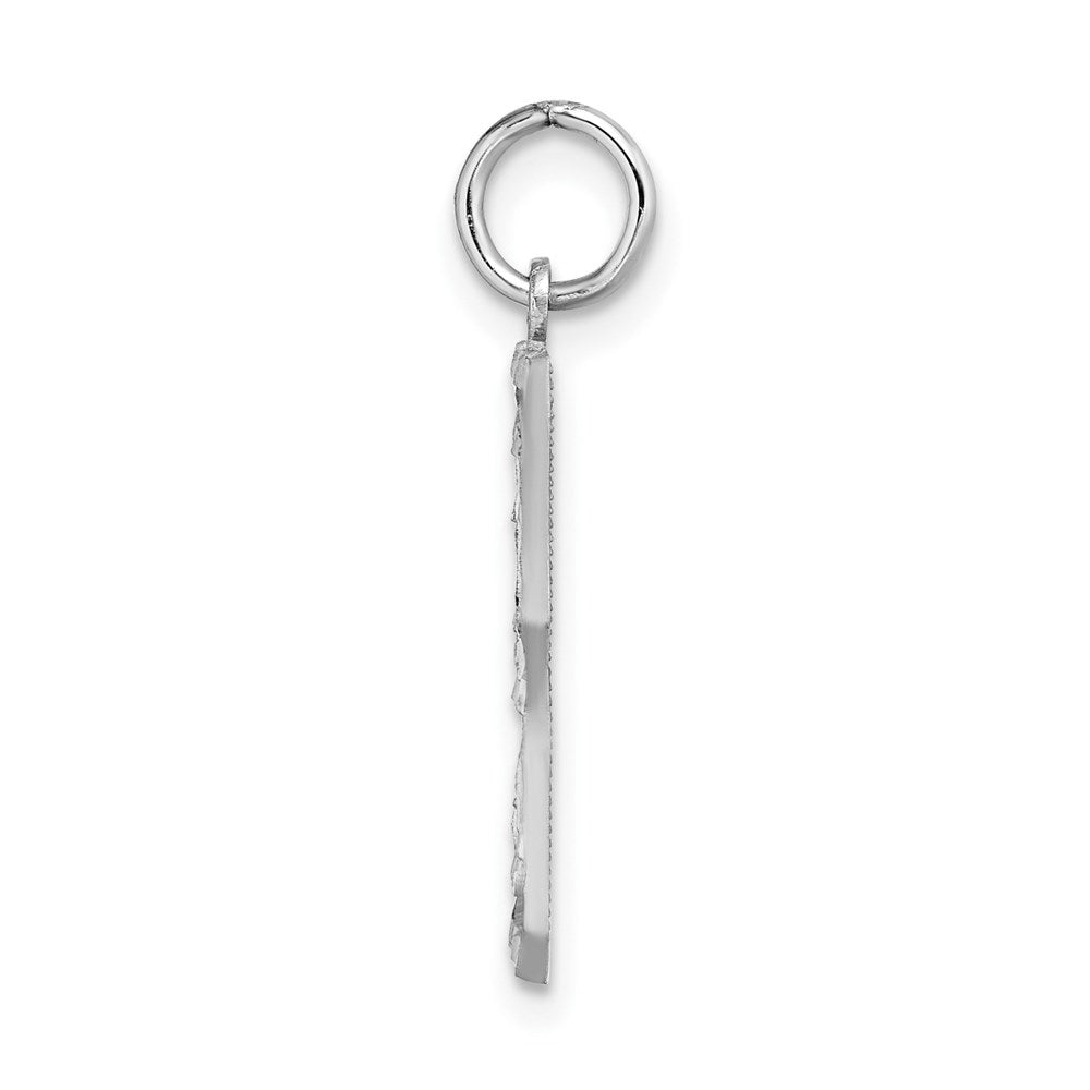 Million Charms 14K White Gold Themed Casted Large Diamond Cut Number 3 Charm