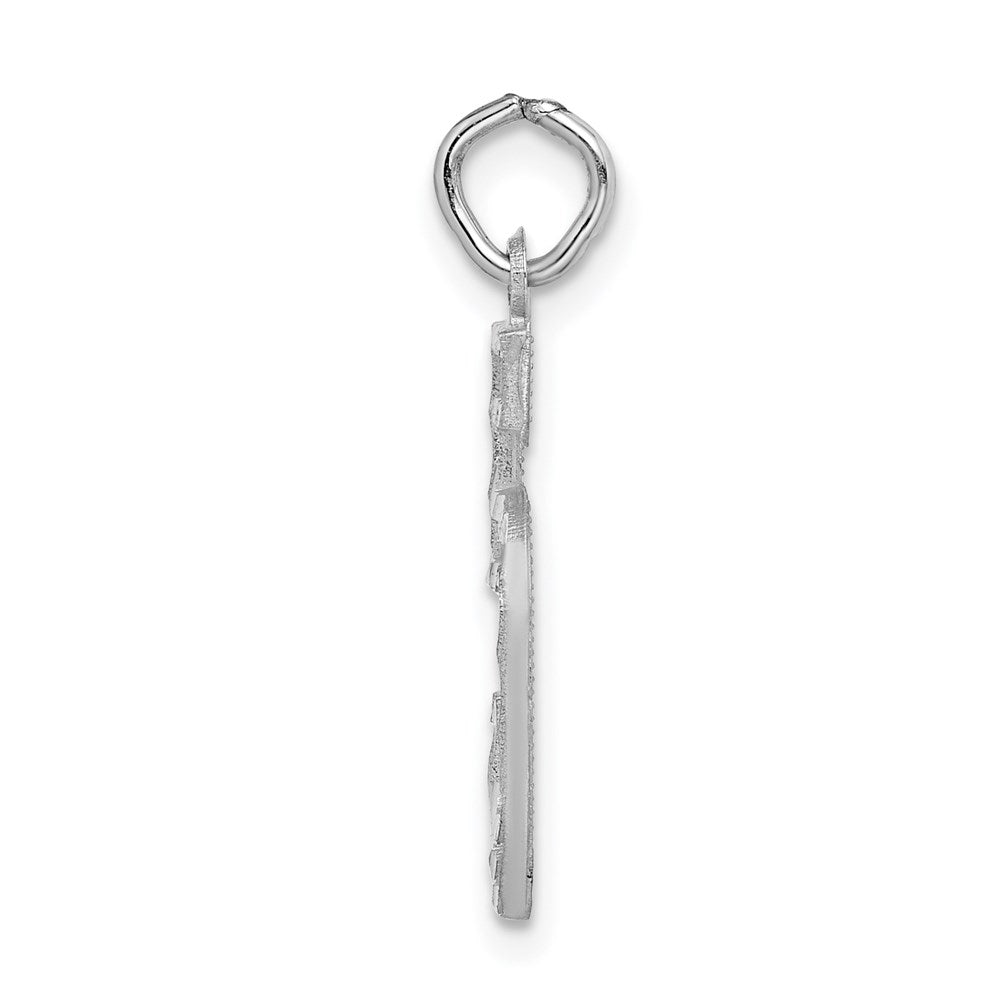Million Charms 14K White Gold Themed Casted Large Diamond Cut Number 5 Charm