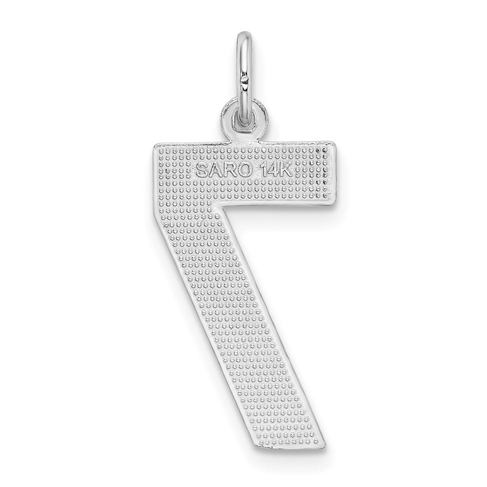 Million Charms 14K White Gold Themed Casted Large Diamond Cut Number 7 Charm