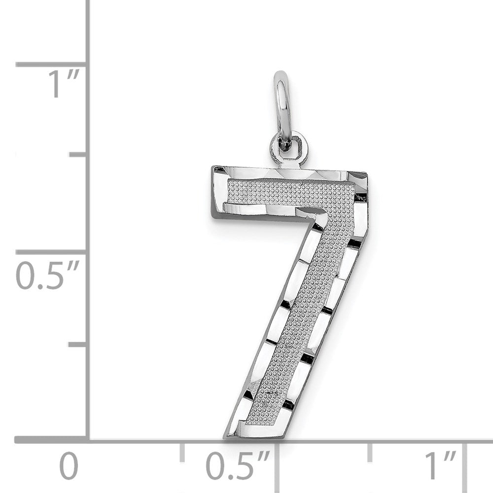 Million Charms 14K White Gold Themed Casted Large Diamond Cut Number 7 Charm