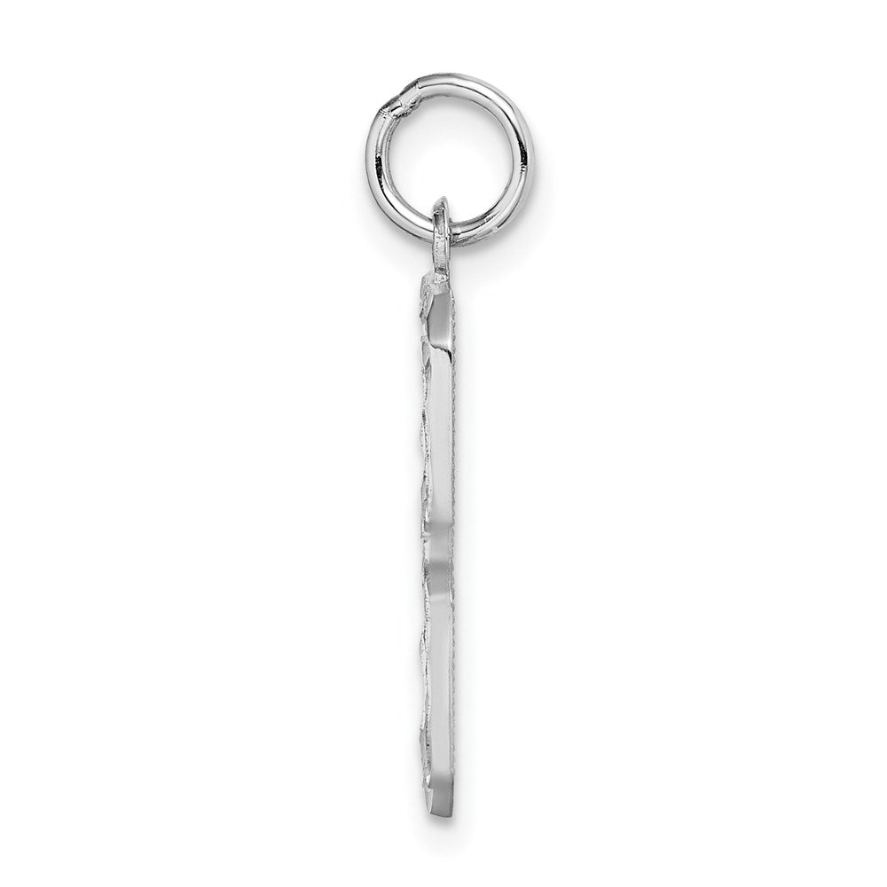 Million Charms 14K White Gold Themed Casted Large Diamond Cut Number 8 Charm