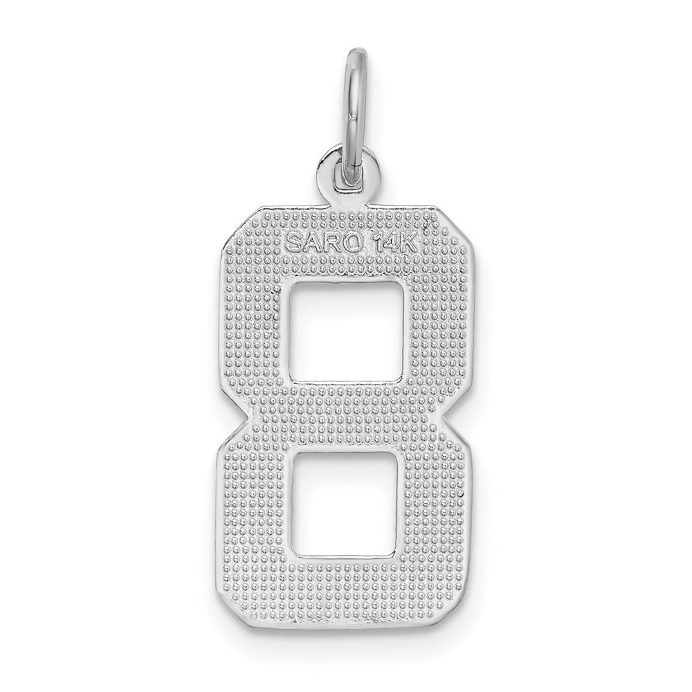 Million Charms 14K White Gold Themed Casted Large Diamond Cut Number 8 Charm