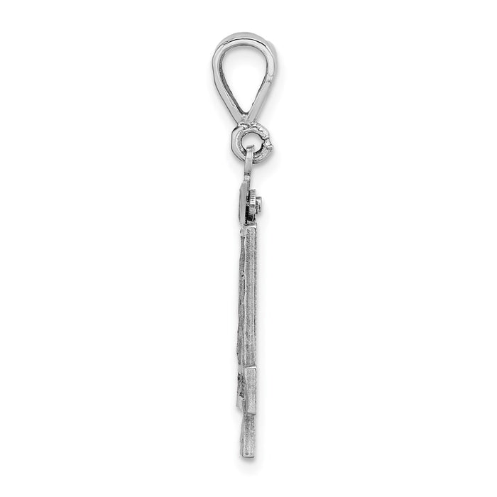 Million Charms 14K White Gold Themed Large Diamond-Cut Number 14 Charm