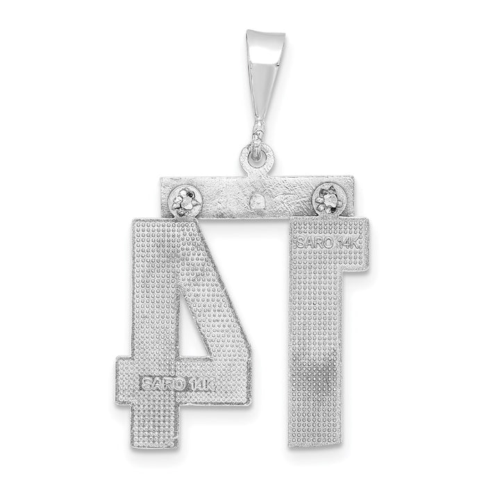 Million Charms 14K White Gold Themed Large Diamond-Cut Number 14 Charm