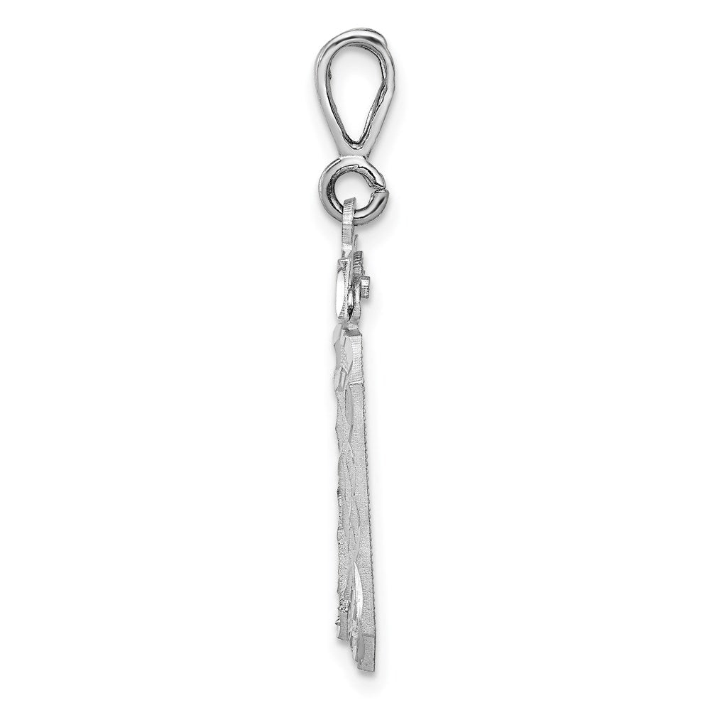 Million Charms 14K White Gold Themed Large Diamond-Cut Number 30 Charm