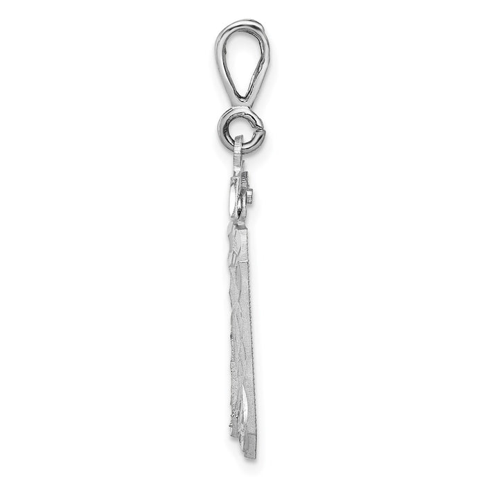 Million Charms 14K White Gold Themed Large Diamond-Cut Number 30 Charm