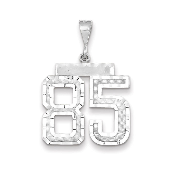 Million Charms 14K White Gold Themed Large Diamond-Cut Number 85 Charm