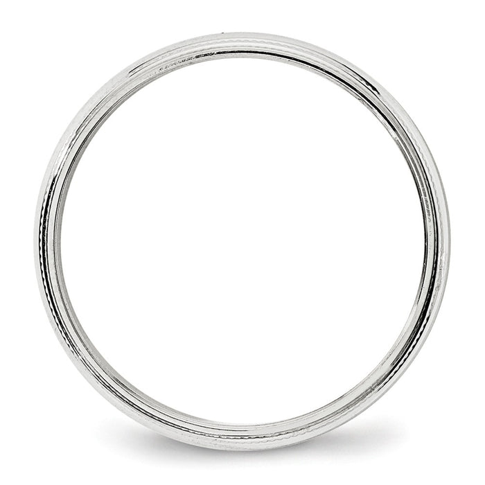 10k White Gold 4mm Milgrain Half Round Wedding Band Size 4