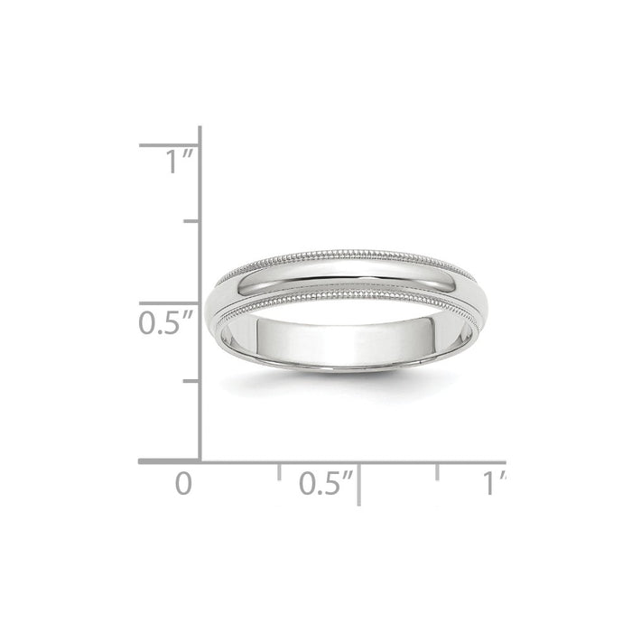 10k White Gold 4mm Milgrain Half Round Wedding Band Size 6.5