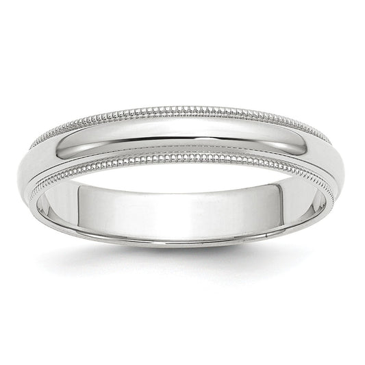10k White Gold 4mm Milgrain Half Round Wedding Band Size 11