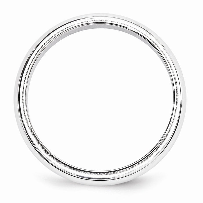 10k White Gold 5mm Milgrain Half Round Wedding Band Size 9