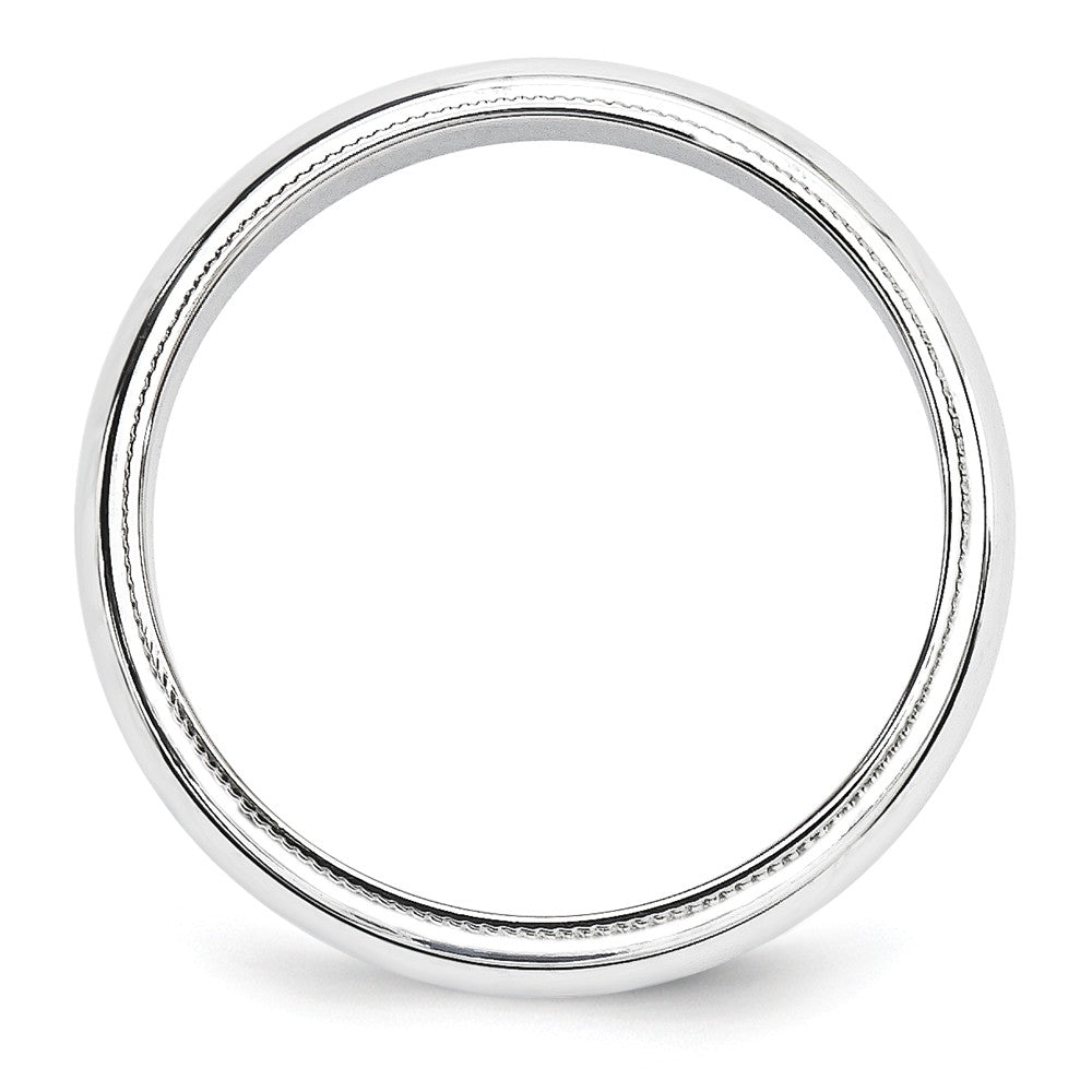 10k White Gold 5mm Milgrain Half Round Wedding Band Size 12.5
