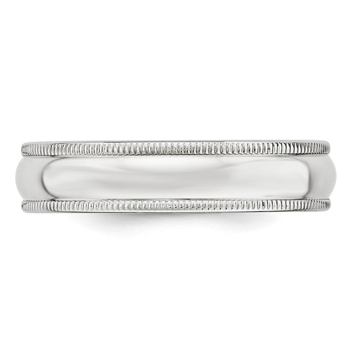 10k White Gold 5mm Milgrain Half Round Wedding Band Size 7.5
