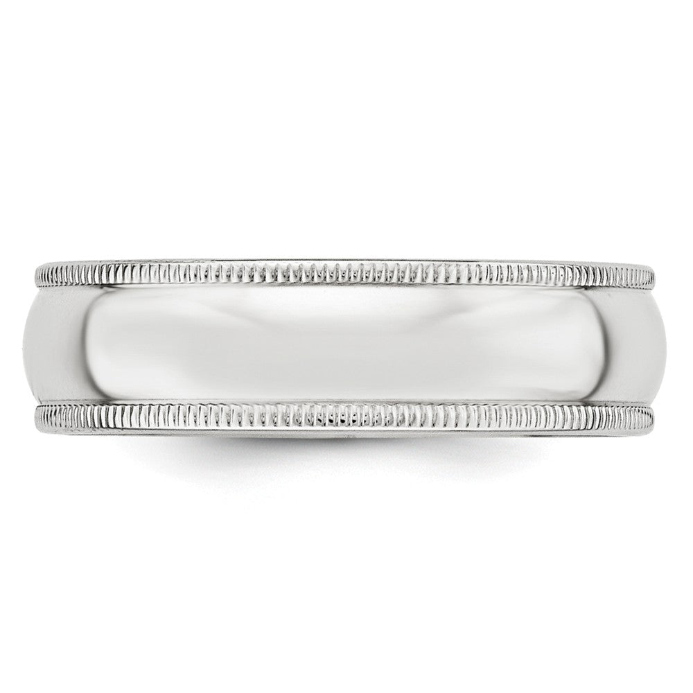 10k White Gold 6mm Milgrain Half Round Wedding Band Size 11