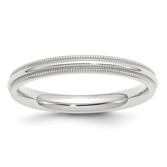 10k White Gold 3mm Milgrain Comfort Fit Wedding Band Size 4.5