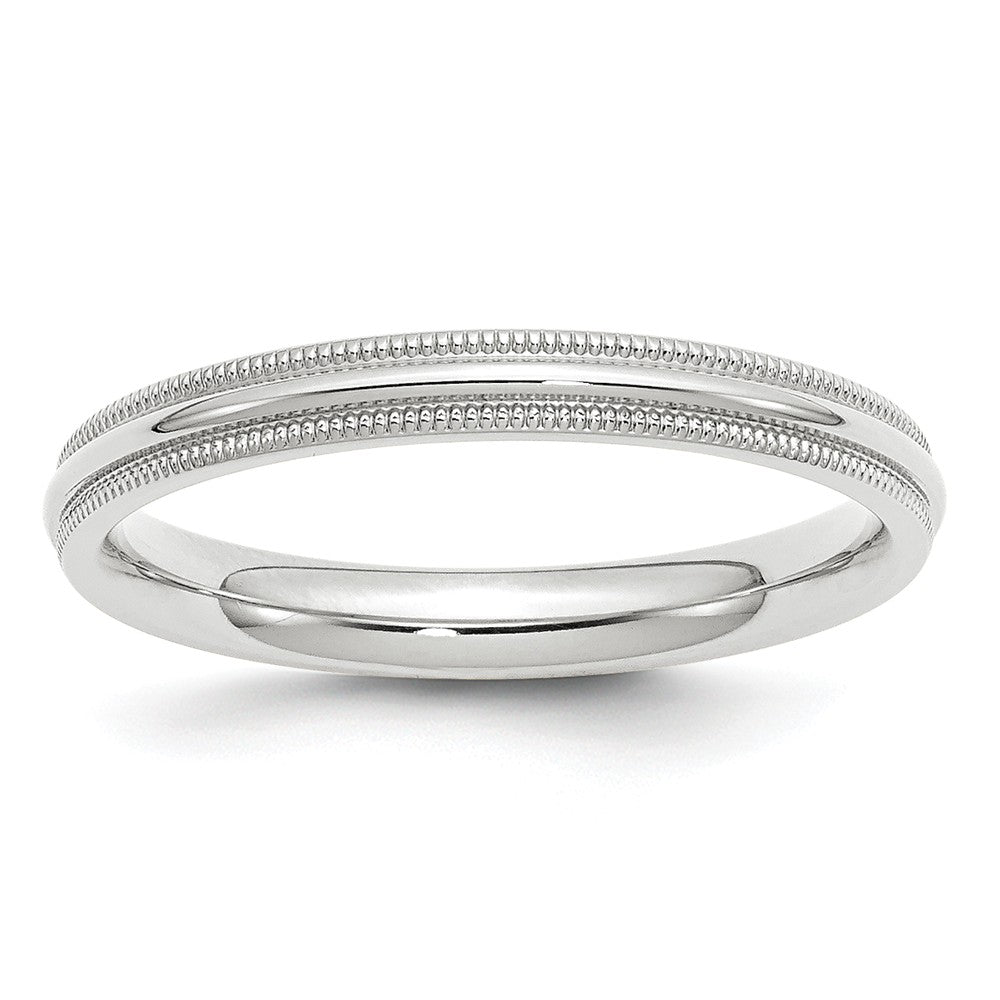10k White Gold 3mm Milgrain Comfort Fit Wedding Band Size 7.5