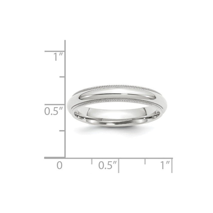 10k White Gold 4mm Milgrain Comfort Fit Wedding Band Size 14