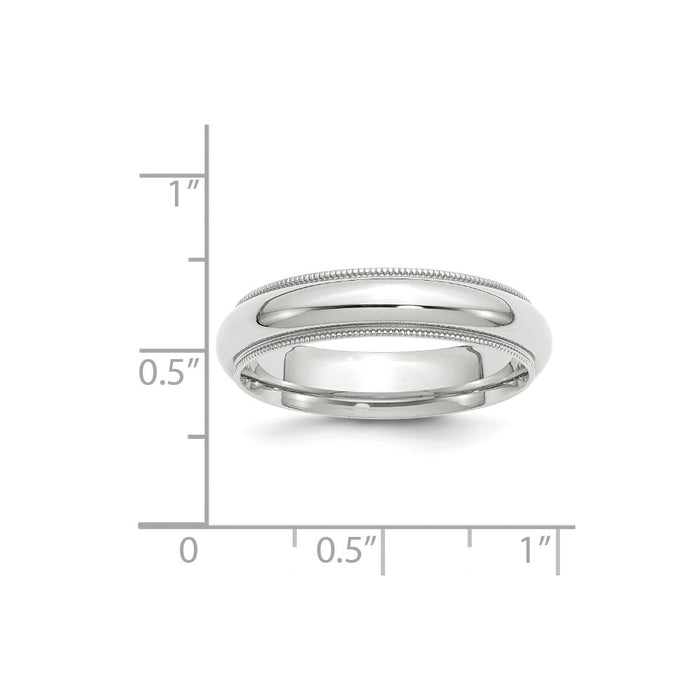 10k White Gold 5mm Milgrain Comfort Fit Wedding Band Size 10.5