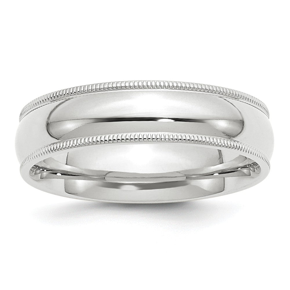 10k White Gold 6mm Milgrain Comfort Fit Wedding Band Size 13