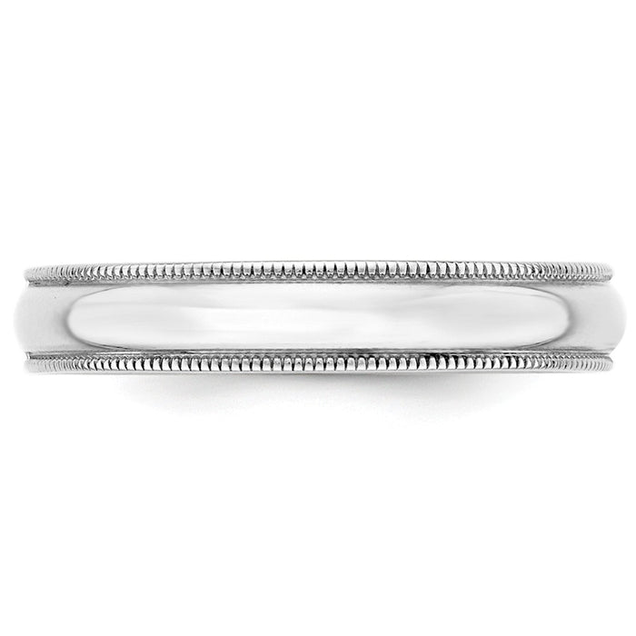 10k White Gold 4mm LTW Milgrain Half Round Wedding Band Size 5