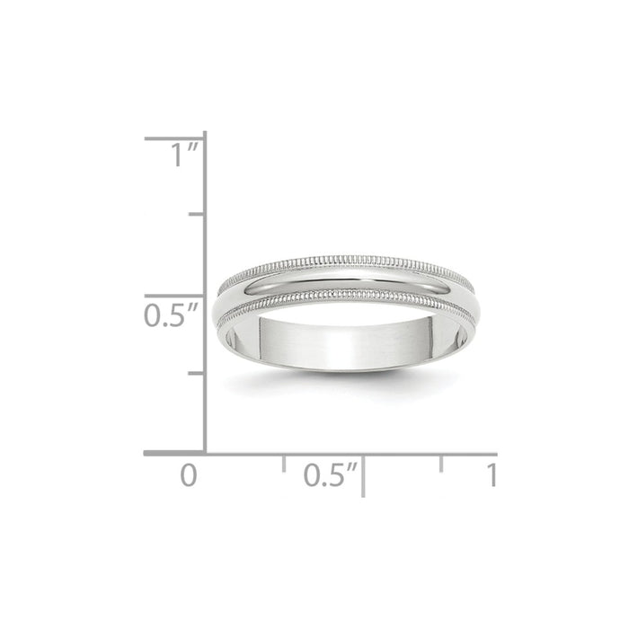 10k White Gold 4mm LTW Milgrain Half Round Wedding Band Size 9.5