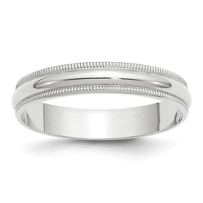 10k White Gold 4mm LTW Milgrain Half Round Wedding Band Size 4.5