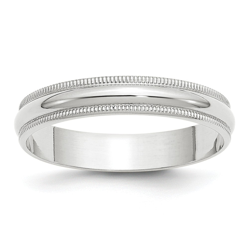 10k White Gold 4mm LTW Milgrain Half Round Wedding Band Size 5
